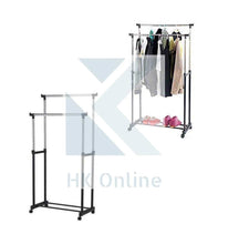 Load image into Gallery viewer, 2 Tier Hanging DOUBLE CLOTHES RAIL -Easy Pull Along Wheels, Up To 30KG