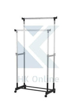 Load image into Gallery viewer, 2 Tier Hanging DOUBLE CLOTHES RAIL -Easy Pull Along Wheels, Up To 30KG