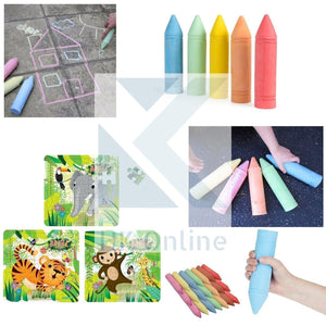 7 GIANT CHALKS 19cm x 5cm -PAVEMENT Chalk, STREET Chalks, WALL ART Chalks (7.5" x 2") & 25 Pce Mini JUNGLE JIGSAW