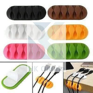 2 Pc Desk CABLE ORGANISER -Self Adhesive Silicone CABLE TIDY, Charger Cord Tidy