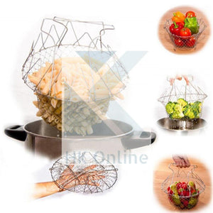 Stainless Steel FRYING BASKET -Steaming, Rinsing, Boiling, Collapsible Kitchen Must Have