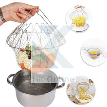 Load image into Gallery viewer, Stainless Steel FRYING BASKET -Steaming, Rinsing, Boiling, Collapsible Kitchen Must Have
