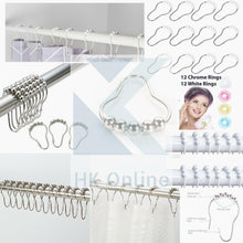 Load image into Gallery viewer, 12 Easy Glide Shower CURTAIN RINGS -Rollerball Rings (Chrome or White)