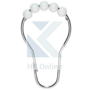 12 Easy Glide Shower CURTAIN RINGS -Rollerball Rings (Chrome or White)