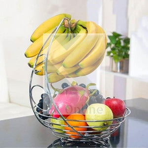 Chrome Fresh FRUIT BASKET with Banana Hook -Citrus Peeler & LED Torch
