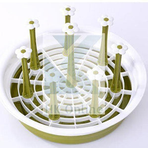 Round Glass & Mug Holder, Drainer, Rack with Draining Tray -Vegetable & Dish Drainer