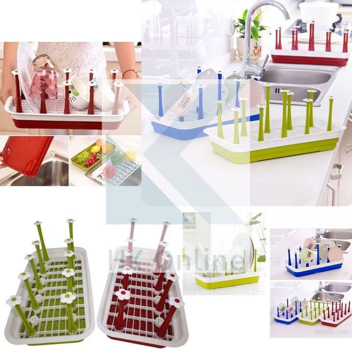 GLASS & MUG Holder, DISH Drainer & Rack with Drip Tray -Vegetable Drainer