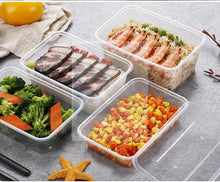 Load image into Gallery viewer, 50 x 650ml BPA Free Plastic TAKEAWAY CONTAINERS &amp; Lids -Plastic Food Containers, Meal Prep Boxes, Home, Pub, Catering Kitchens, Reuseable, Microwave &amp; Freezer Safe