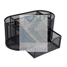 Load image into Gallery viewer, Black MESH DESK ORGANISER -Office Desk Tidy, Pencil Pot with Drawer, Desk Stationery