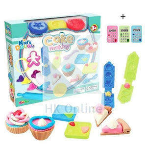 25 PC CAKE MAKING PLASTICINE PLAYSET -Cutting Tools, Templates, Rolling Pin, Creative Playing Dough & 1 Calculator Eraser