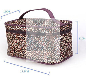 Leopard Print COSMETIC TOILETRY BAG -Travel Case, Make Up Bag, Travel Bag & Mirror