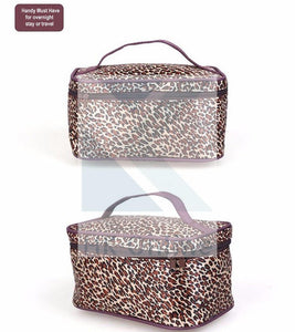 Leopard Print COSMETIC TOILETRY BAG -Travel Case, Make Up Bag, Travel Bag & Mirror