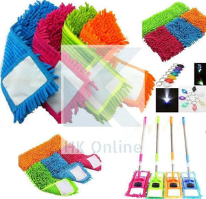 2 x Microfibre Floor Noodle MOP Heads Refill, Replacement Dust Cloth, Washable Cleaning Sweeper Pad & Free LED Torch