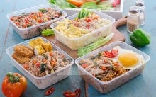 Load image into Gallery viewer, 50 x 650ml BPA Free Plastic TAKEAWAY CONTAINERS &amp; Lids -Plastic Food Containers, Meal Prep Boxes, Home, Pub, Catering Kitchens, Reuseable, Microwave &amp; Freezer Safe