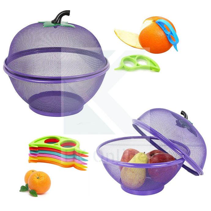 Purple Apple Mesh Fresh FRUITS BASKET & Citrus Peeler -Keep Unwanted Pets & Insects Out