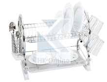 Load image into Gallery viewer, Chrome 2 Tier DISH DRAINER. -Drip Tray, Cutlery Rack, Glasses Holder